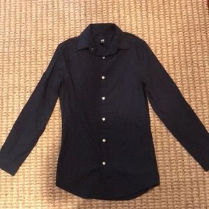 H&M xs navy blue button up